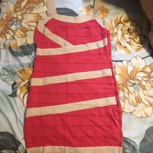 Cream & Pink Bandage Dress